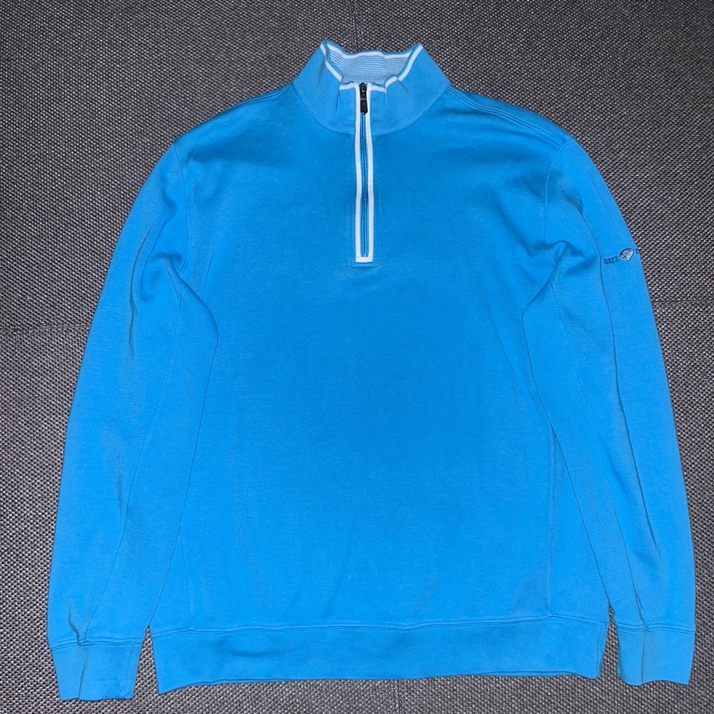 Bobby Jones Blue Quarter-Zip Pullover Sweater Large - Picture 2 of 5